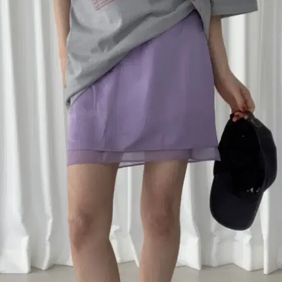 보라 새틴스커트(새상품)