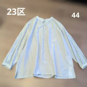 [새상품] 23구 코튼 실크 클론 스키퍼 블라우스 44 스카이블루