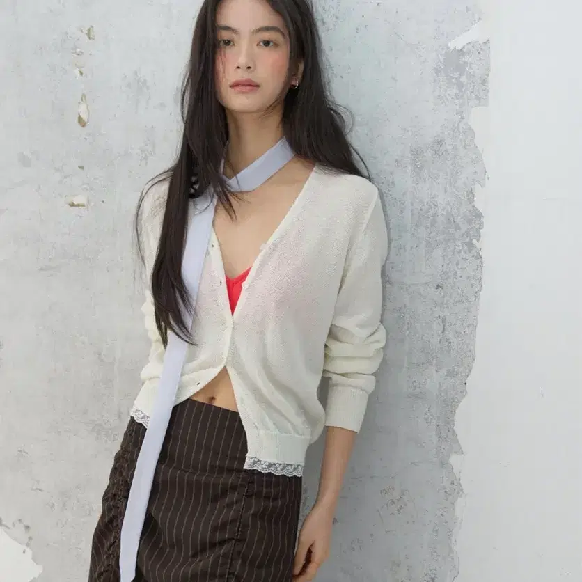 미치코런던 코시노 레이스 린넨 가디건