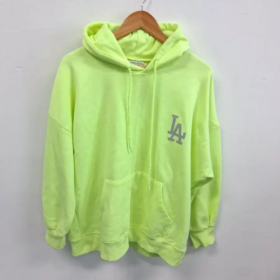 LA 연두 형광 후드 티 XL