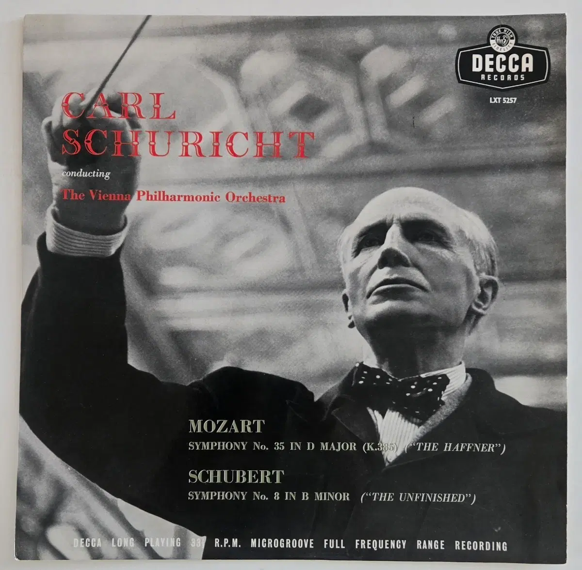 CARL SCHURICHT & VPO - 모차르트 하프너 , 슈베르트 미완성 LP ( DECCA LXT UK Original Mono )
