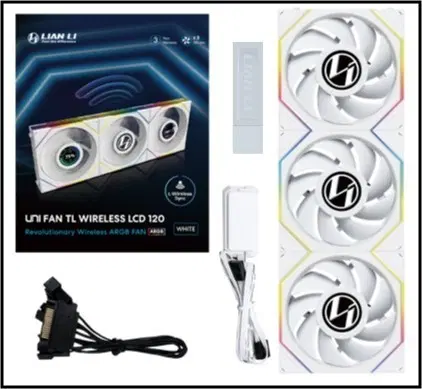 리안리 UNI FAN TL WIRELESS LCD 120 화이트 정방향 4팩 중고 팝니다