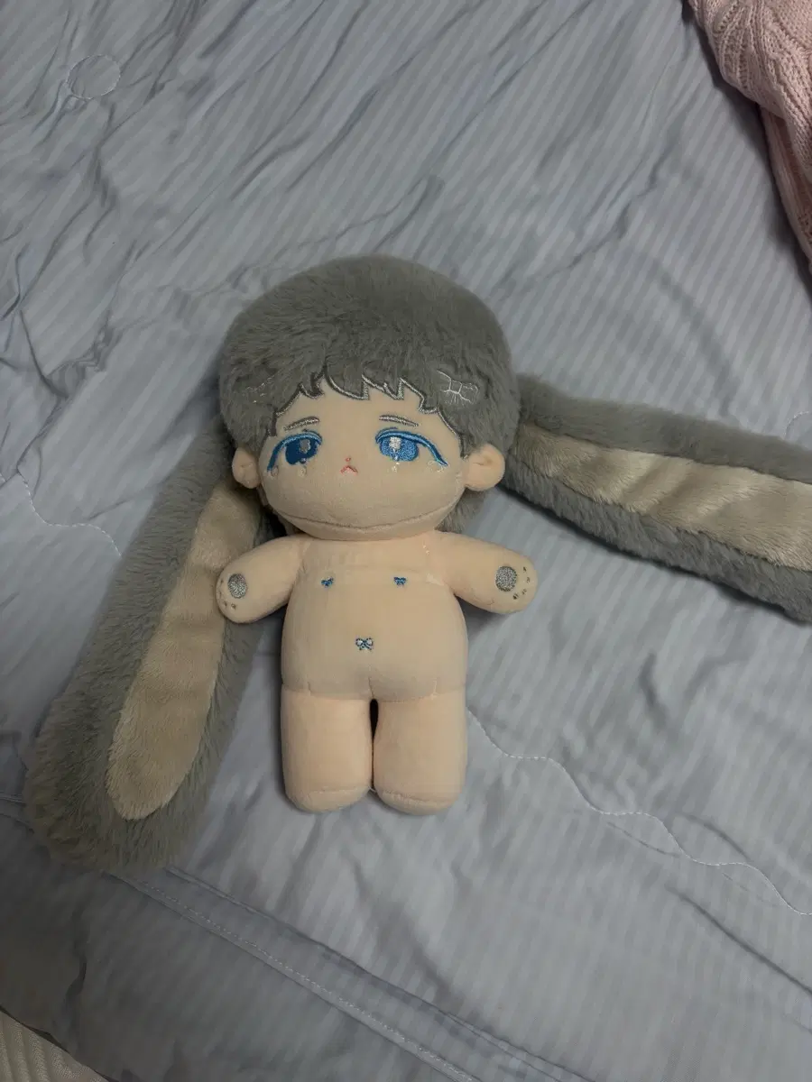 회색 20cm 솜인형 토끼 인형 서비스 옷 1개 증정