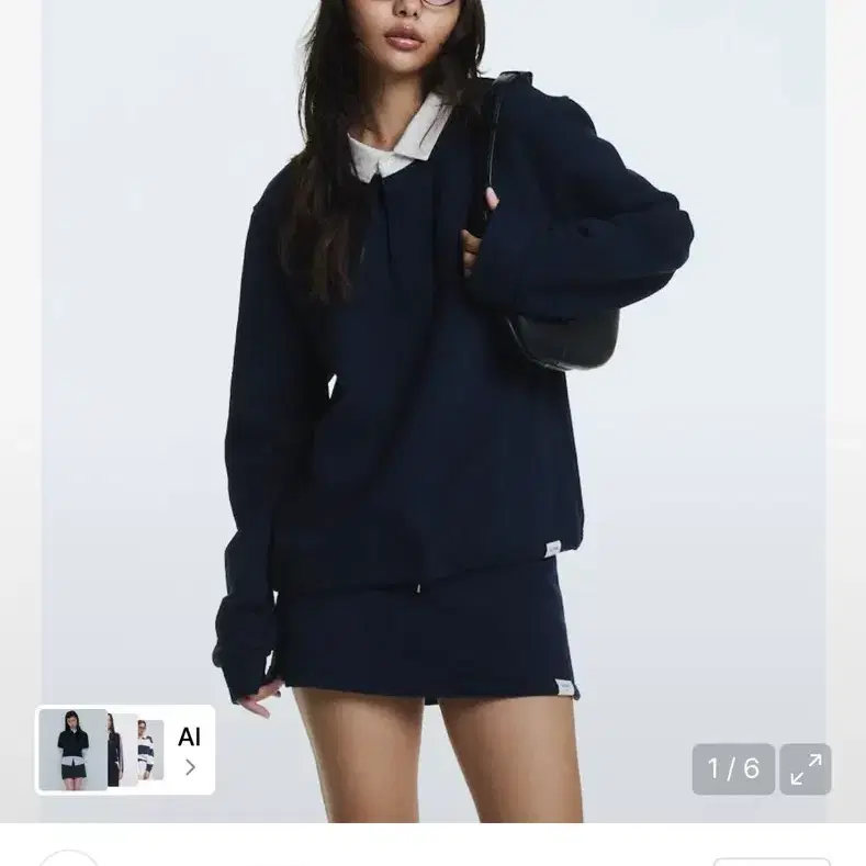 글로니 G CONTRAST POLO LONG SLEEVE (NAVY),M