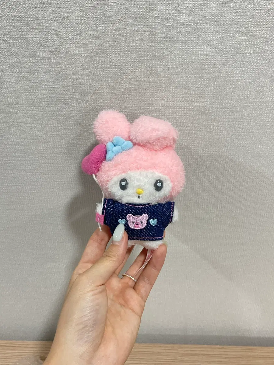 산리오 마이멜로디 데님 패치 마스코트 인형 키링