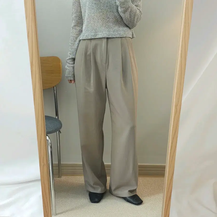 (S)슬로우앤드 여성 핀턱 와이드 슬랙스 W5035