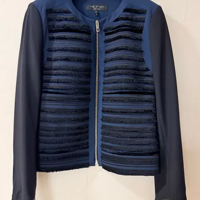 득템가) 랙앤본 rag & bone 노카라 지퍼 트리밍 재킷 55 정가 90만원대