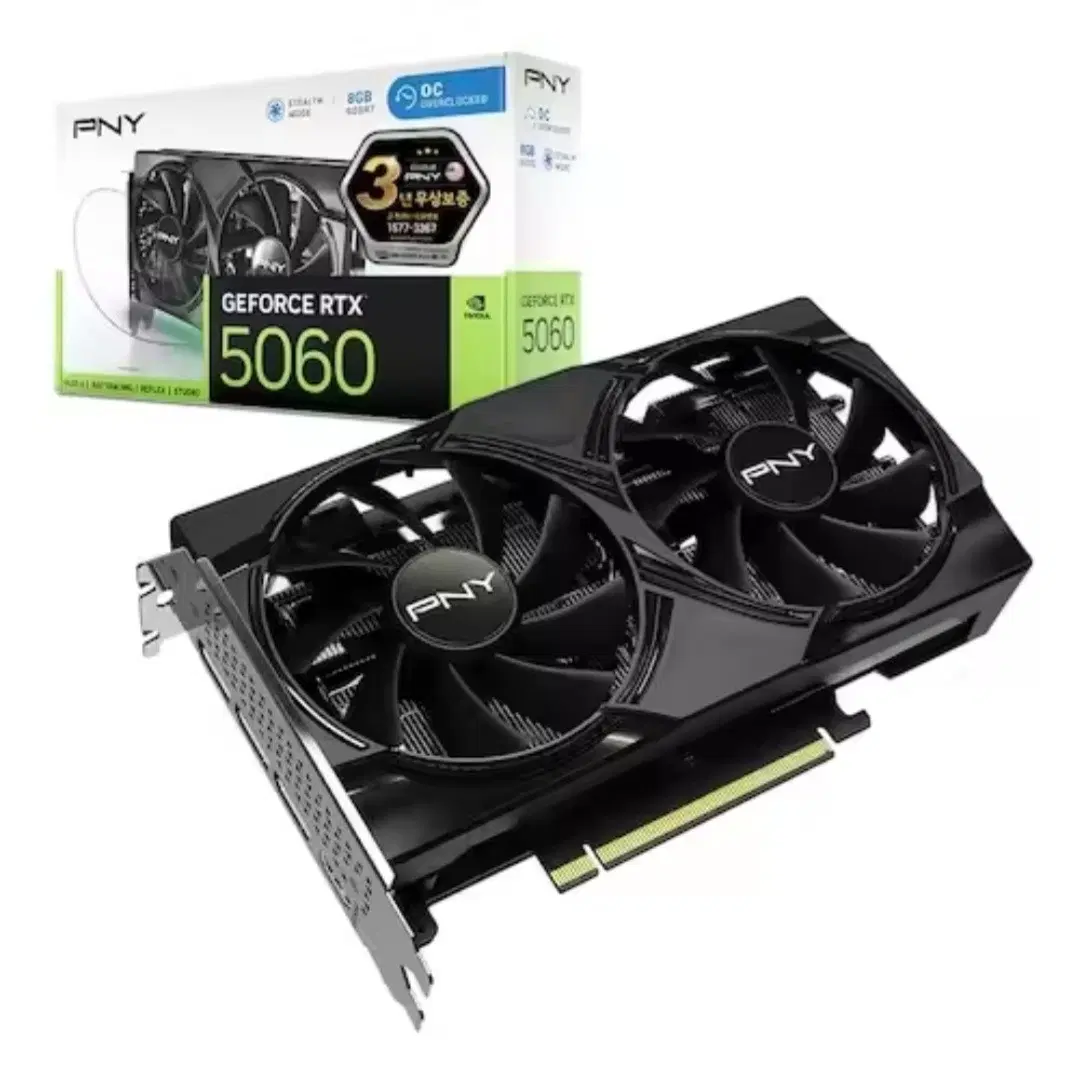 (미개봉)(직거래) PNY RTX5060 OC D7 8GB Dual Fan