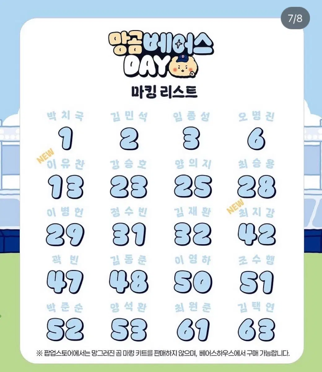 두산 25망곰 레플리카 박준순 마킹 팔아요