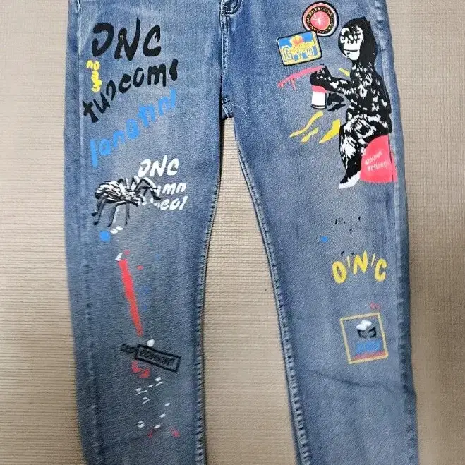 그래피티 데님 팬츠
