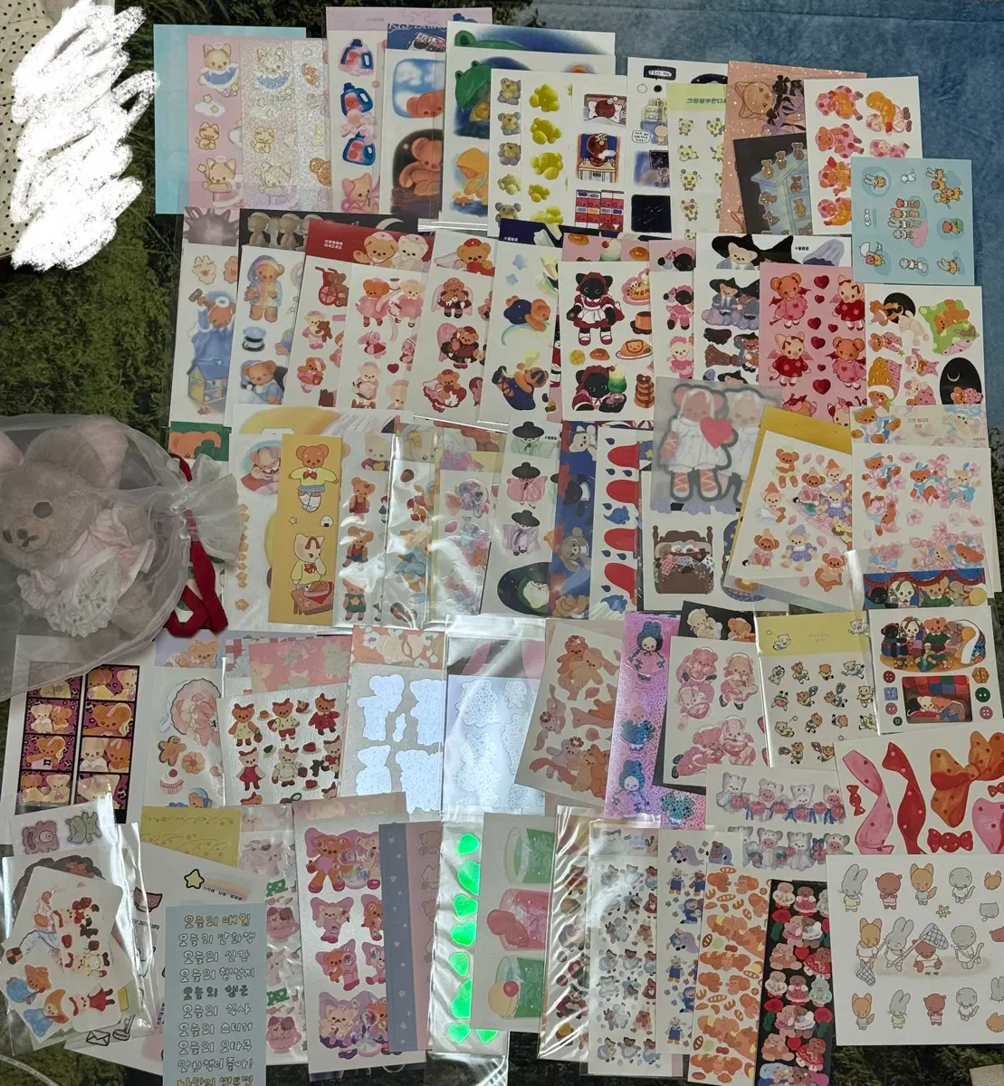 율밤곰 스티커 65장+마이루인 다꾸메이트 인형 일괄 양도