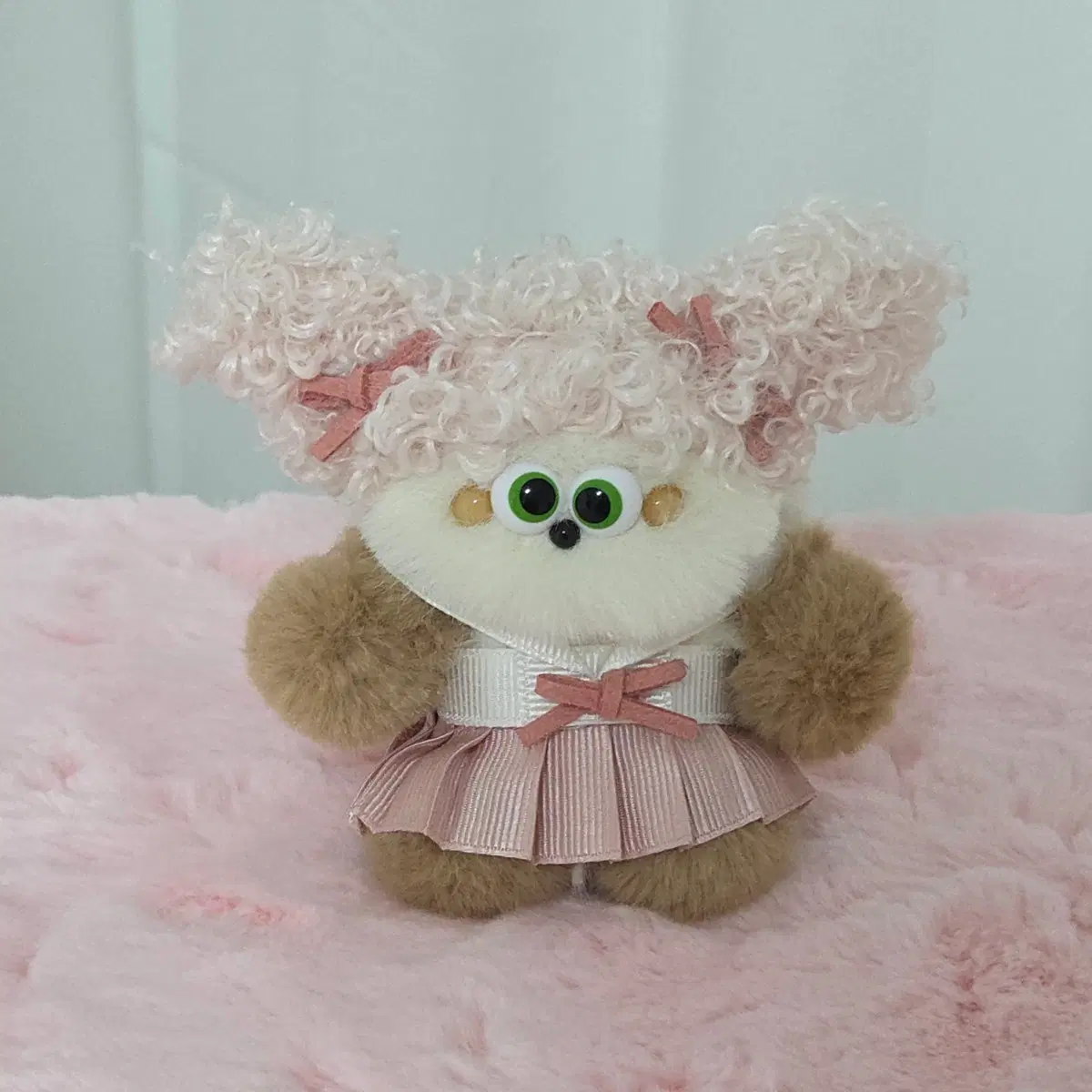 몽당몬스터 소녀 베이비 핑크 키링 핸드메이드 인형 몽당의 작업실
