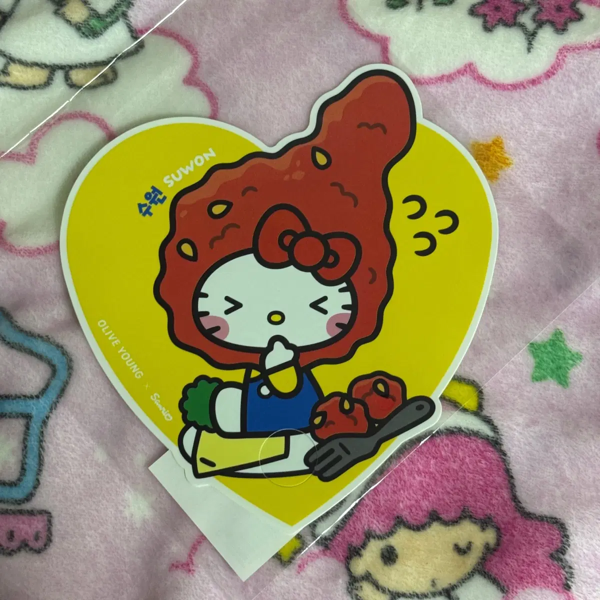 [미개봉]올리브영 헬로키티 키티 지역한정 수원 통닭 부채