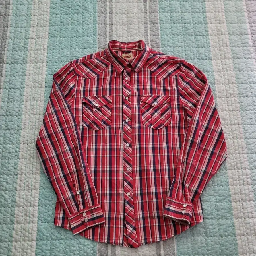 리바이스 Levi's Western two pockets check shirt 웨스턴 투포켓 스냅버튼 레드체크 셔츠 L 105사이즈