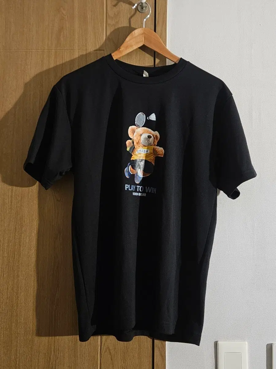 [베르디베어] 배드민턴 테디베어 반팔 티셔츠 블랙
