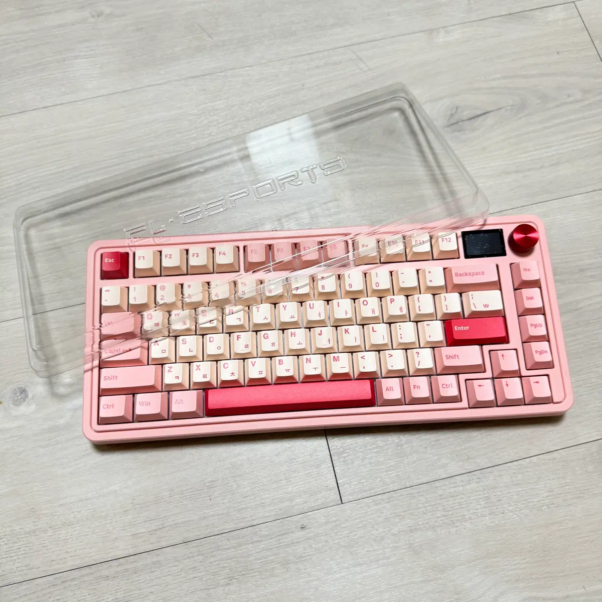 FL-ESPORTS CMK75 유무선 LCD 핫스왑 발렌타인핑크 FL아이스핑크축