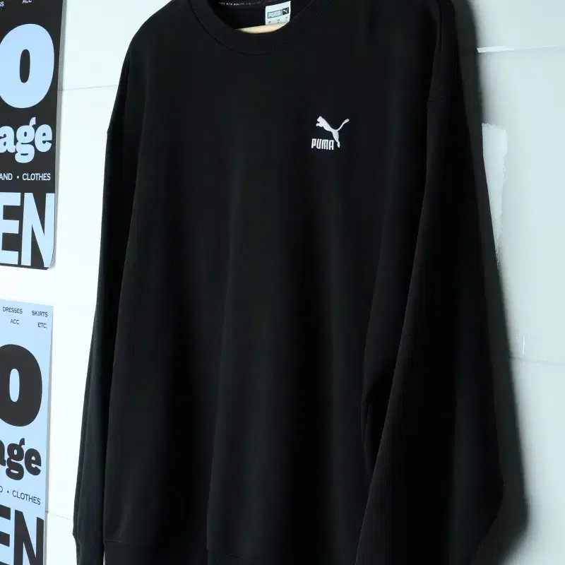 (XL) 퓨마 맨투맨 티셔츠 썬페이딩 에이징 블랙-H38928