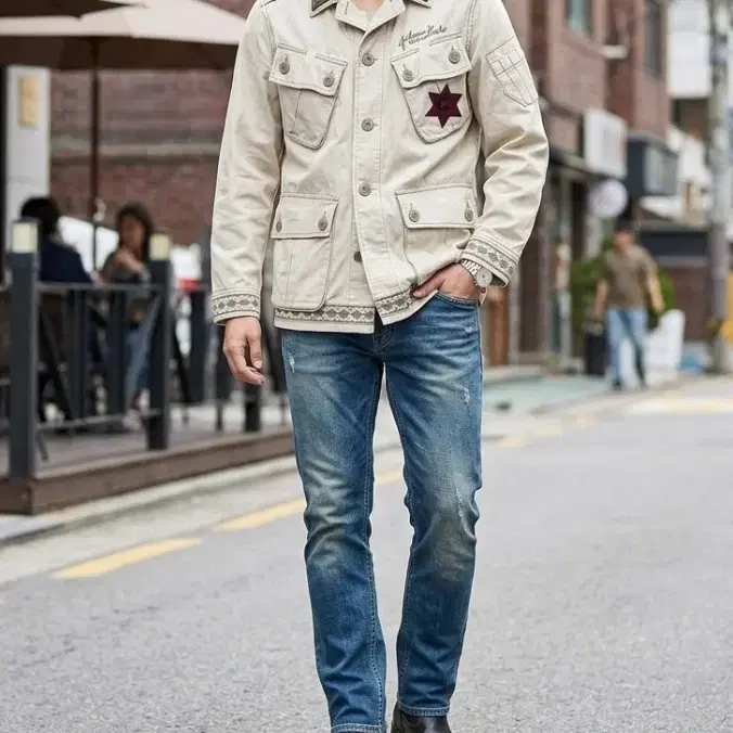 써스데이 아일랜드 자수와팬 코튼정글퍼티그 자켓(95)