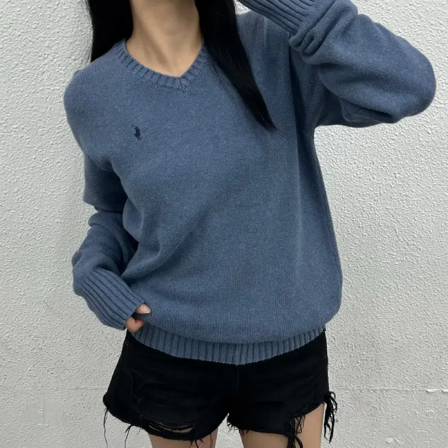 폴로 랄프로렌 네이비포니 스카이블루 니트 80