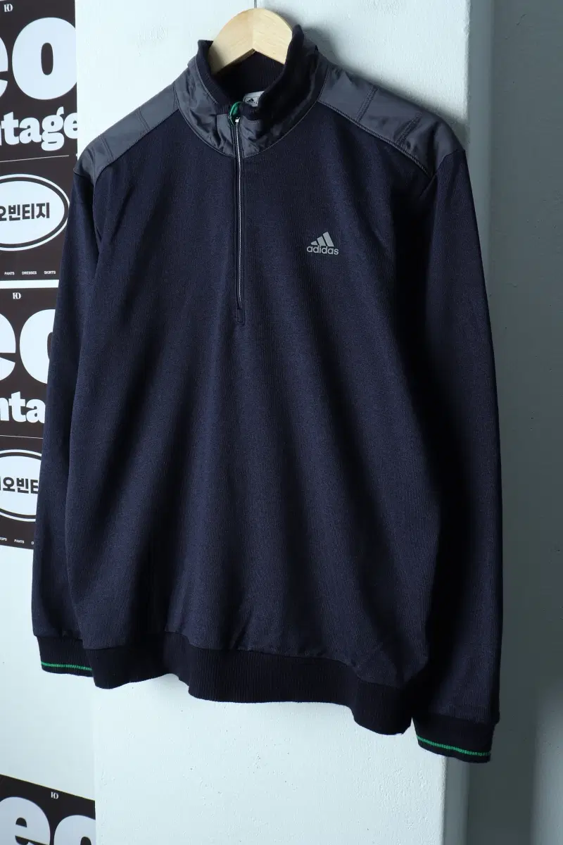 (XL) 아디다스 카라 긴팔티셔츠 골프 기능성 반집업 네이비-H39097