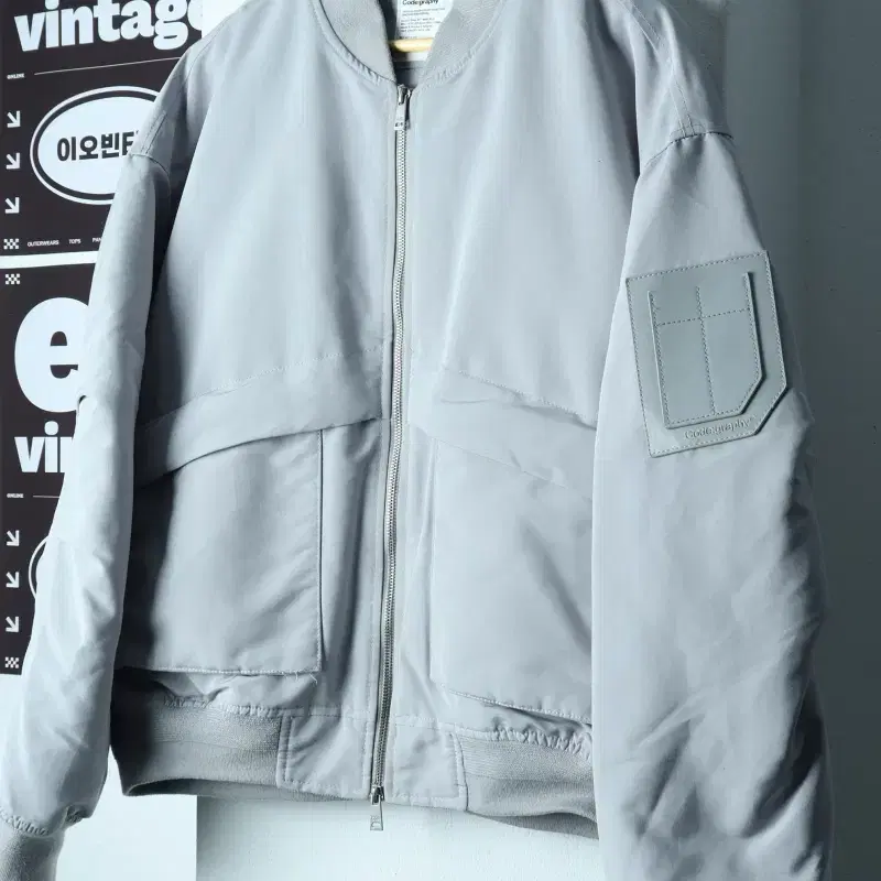 (L-XL) 코드그라피 집업 바람막이 점퍼자켓 봄버 그레이-H39105