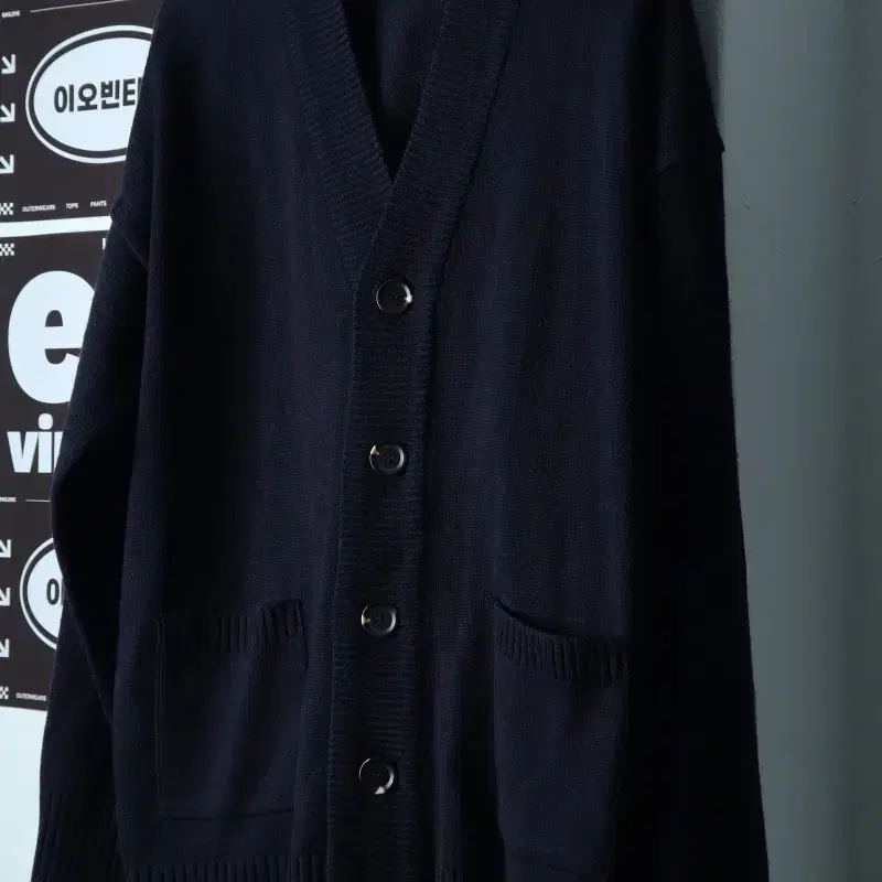 (XL-2XL) 블론드나인 니트 가디건 오버핏 네이비 놈코어-H39113