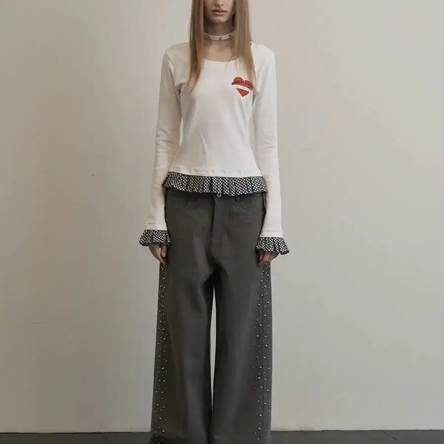 셋업이엑스이 Side beads pants 차콜