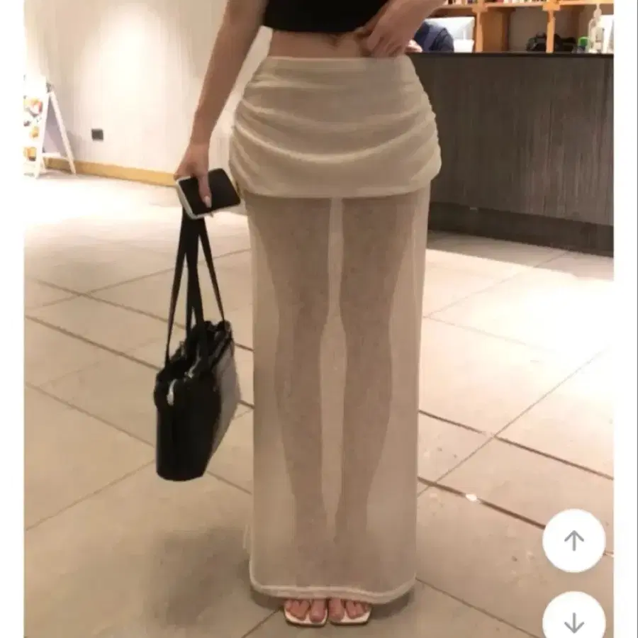 시스루 셔링 롱 스커트