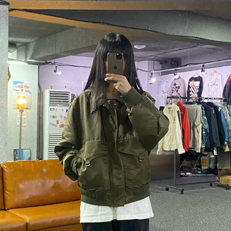 벨리에 카키 올리브 패디드 오버핏 봄버 자켓 B5929
