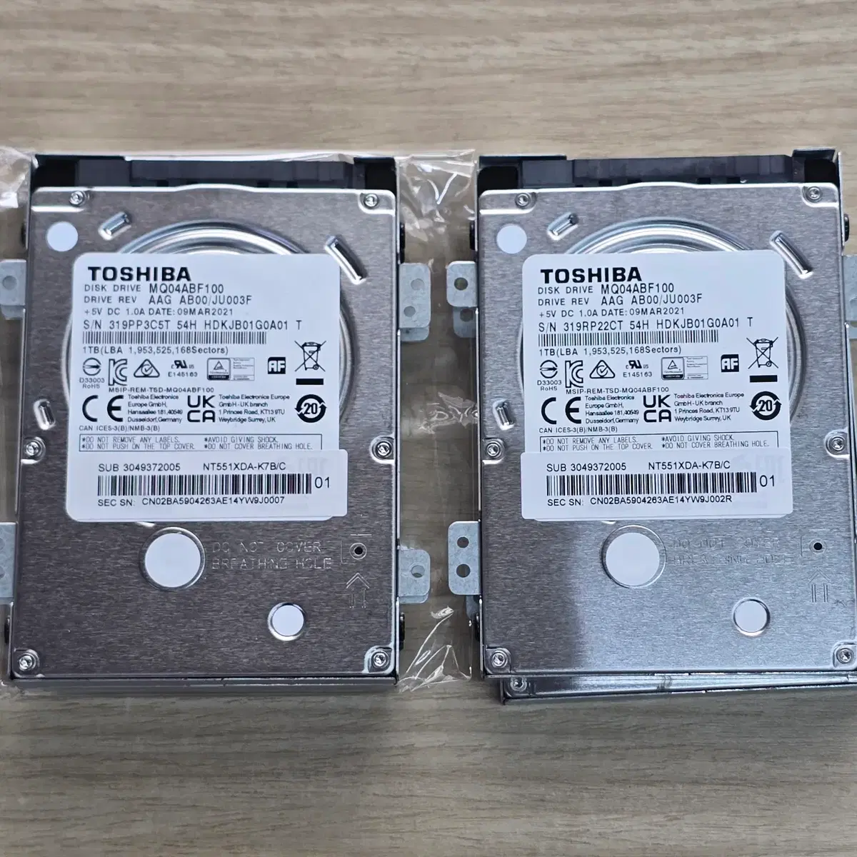 도시바 노트북 HDD 1TB 사용시간 짧고 상태 좋음.  1개당 4만