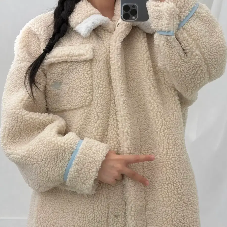 아디다스 코지 쉐르파 롱 플리스 자켓 XS