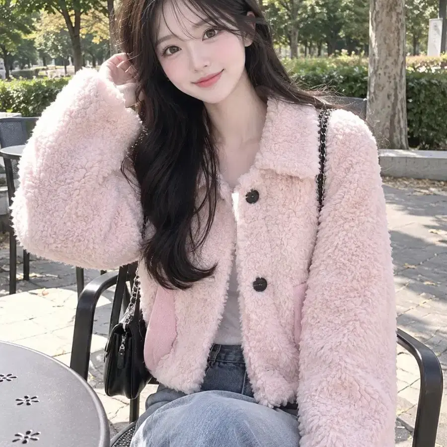 (((새상품))) 엘림모피 핑크 뽀글이 에코퍼자켓 FREE사이즈