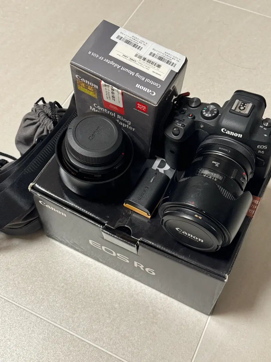 캐논 EOS R6 + 컨트롤링 마운트 어댑터 + 렌즈 2개 일괄판매