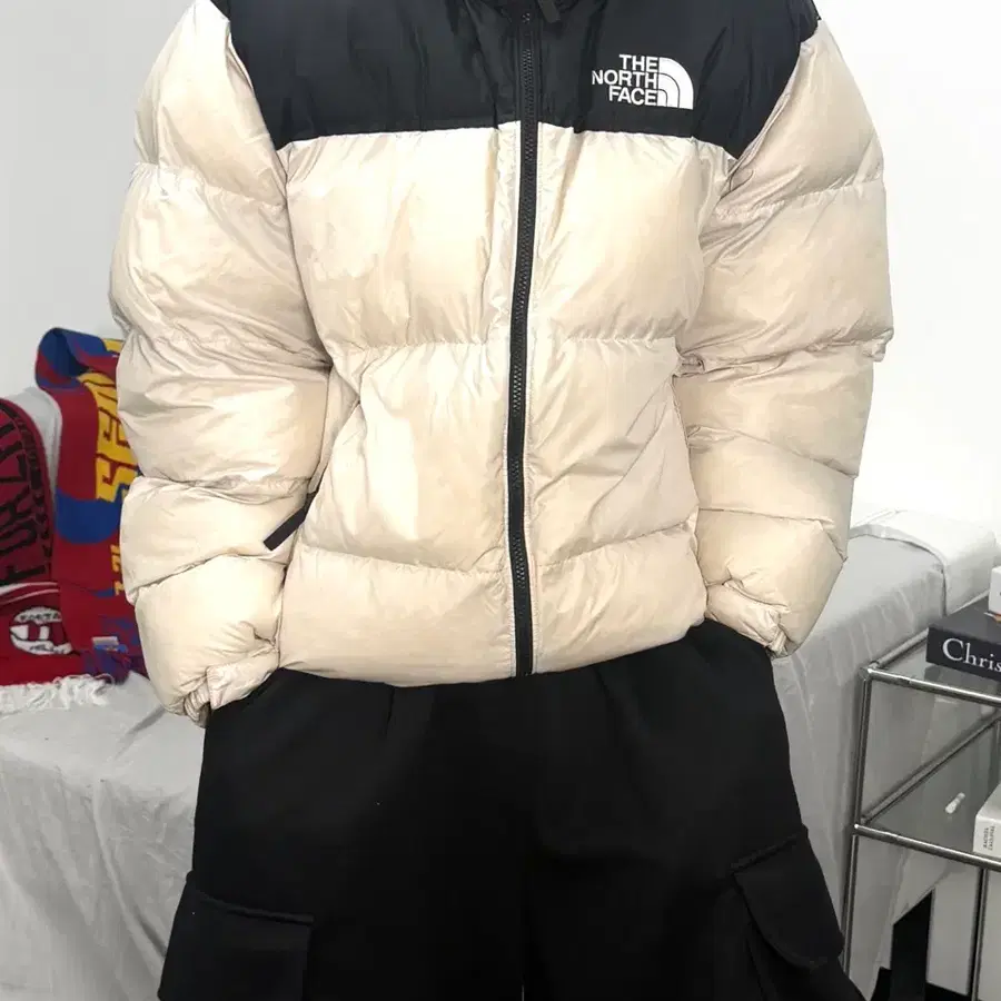 노스페이스 눕시 하이브리드 다운 볼 자켓 화이트 샌드 XL