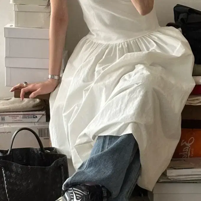 새상품)Ribbonbit Tunda Jersey Dress / white