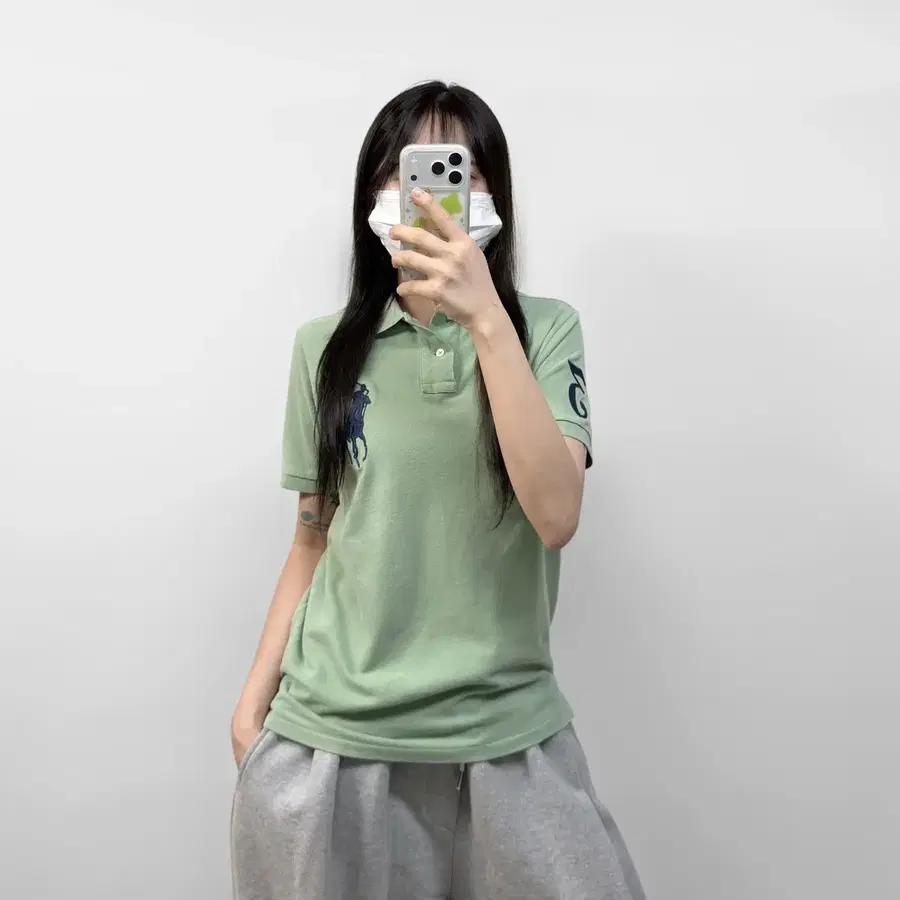 폴로 랄프로렌 빅 포니 자수 카라티 피스타치오