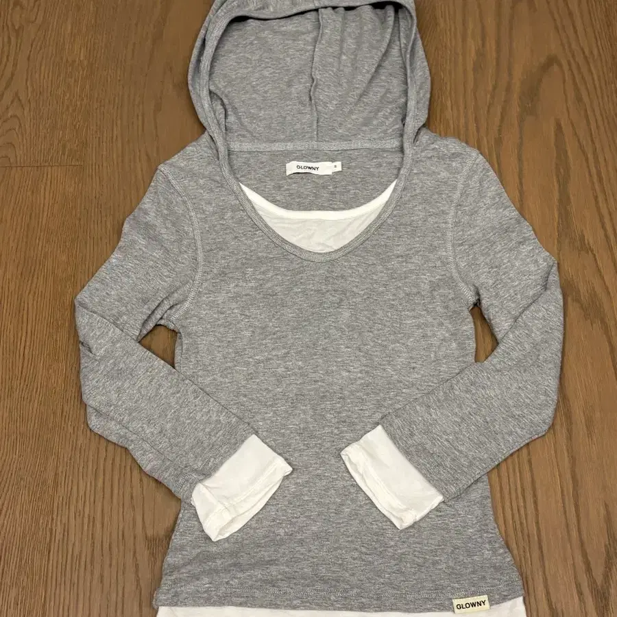 [1착]글로니 3/4 LAYERED CONTRAST HOODIE - S