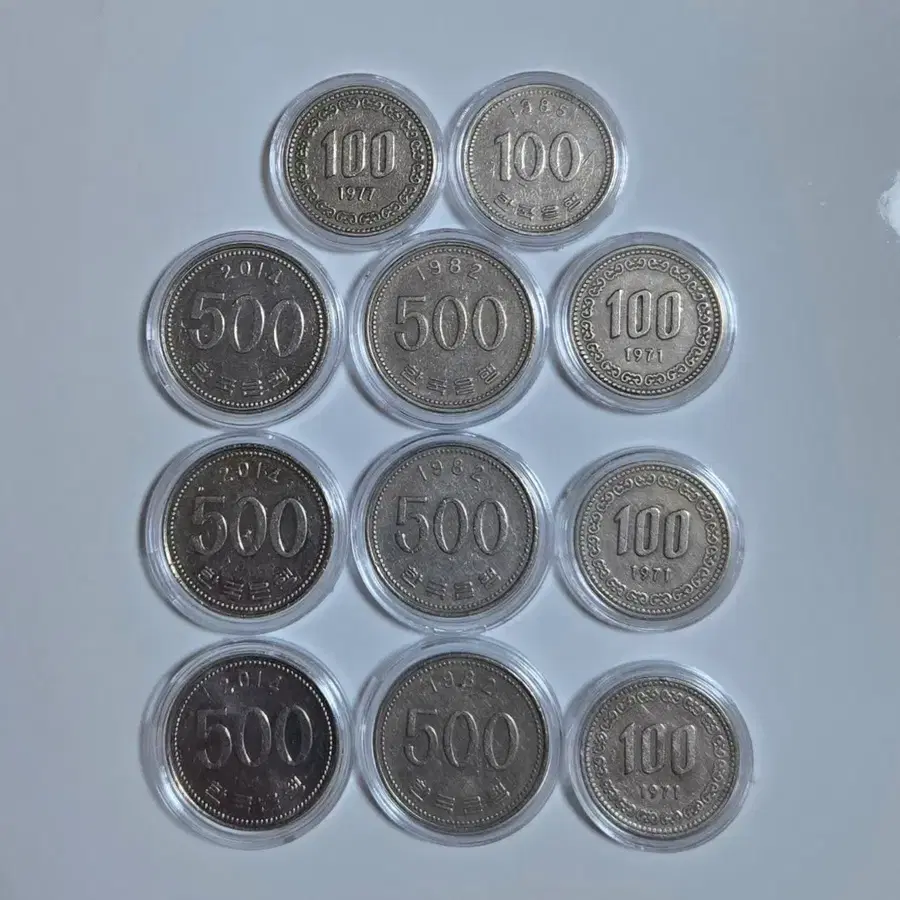 준특년도 1982년 2014년 500원 주화 100원 주화