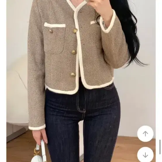 (새상품) 하객룩 크롭 트윌 트위드자켓 베이지