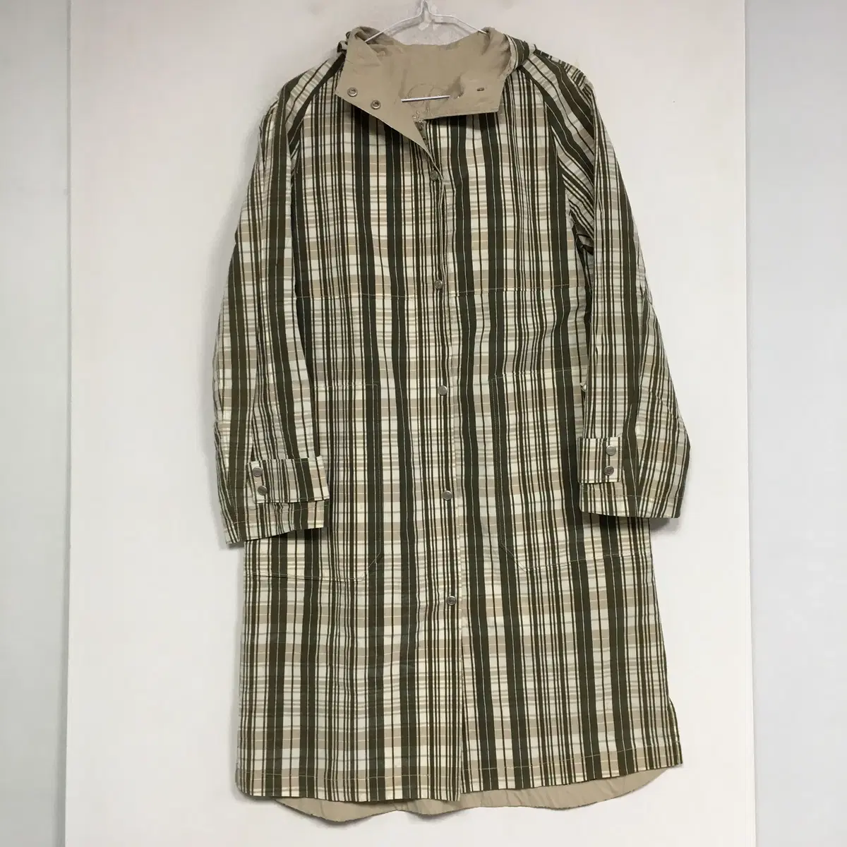 닥스 레이디스 후드 체크 롱 자켓 66