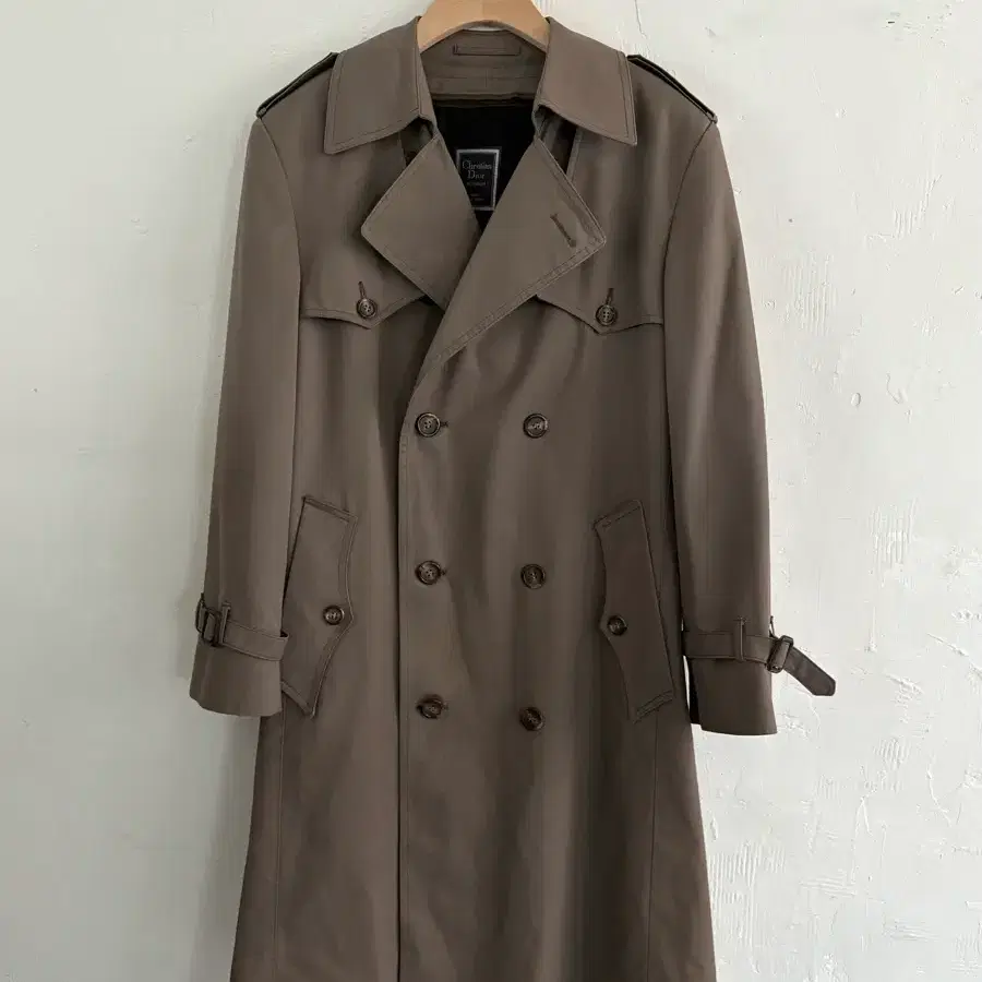 Christian Dior 크리스찬 디올 80s 브라운 베이지 더블 브레스티드 트렌치 코트