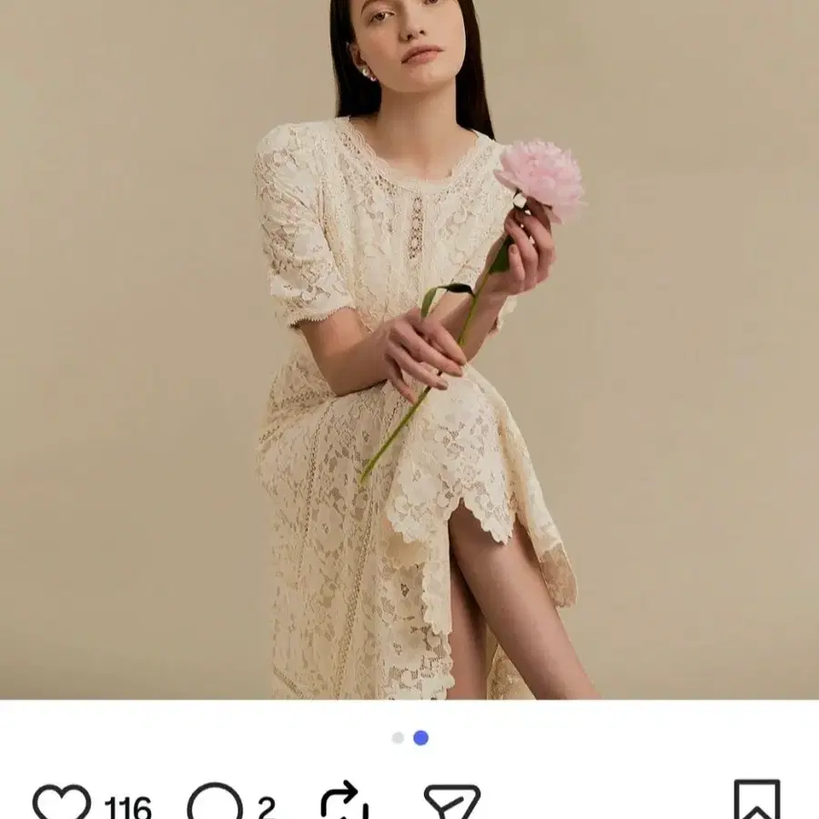 미샤 레이스 원피스 하객룩 끝판 허리라인 핏 새상품