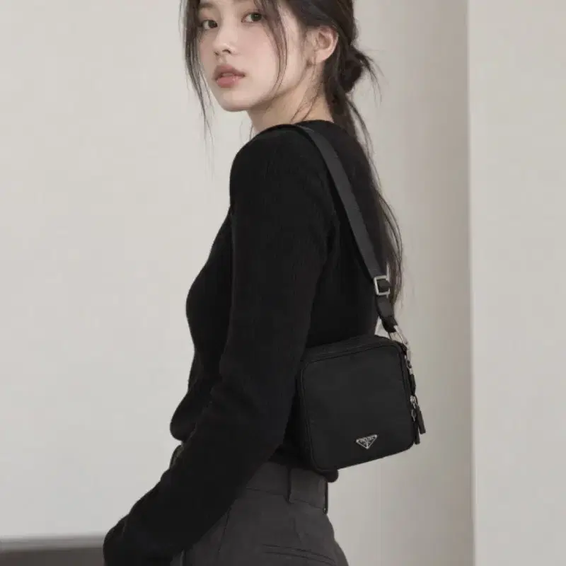 (PRADA 정품) 프라다 블랙 나일론 미니 숄더백