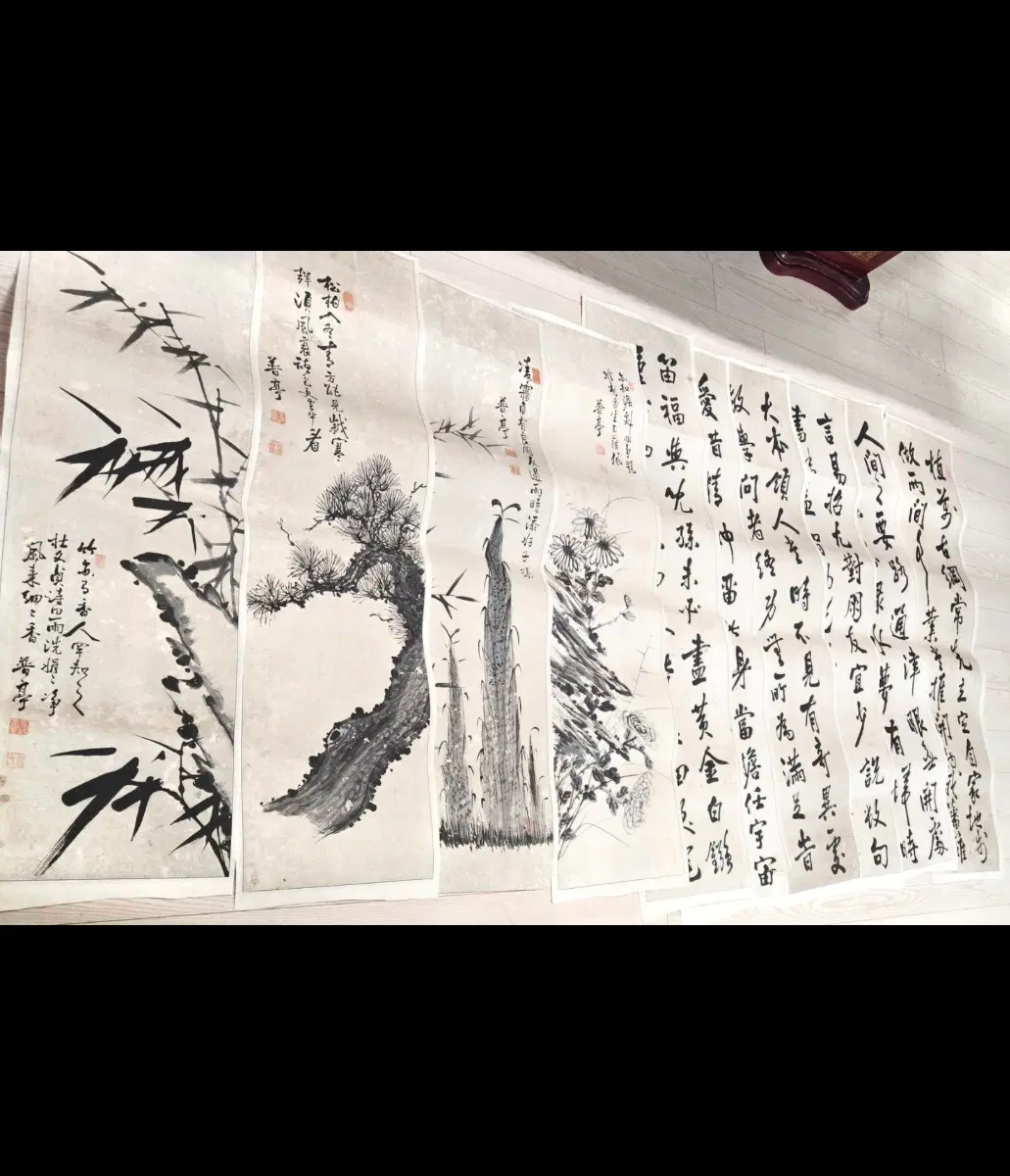호고미술]남 서화의 거장 보정 김정회 시 서 화  삼절장폭 10폭 완질