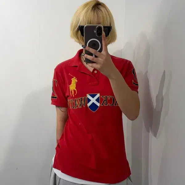 S 폴로 랄프 로렌 치프키프 블랙와치 빅포니 카라 티셔츠