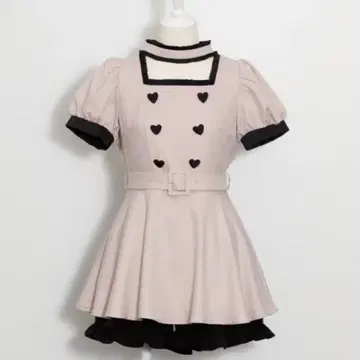 ピウムピウムチョーカーフリルハートボタンセットアップ