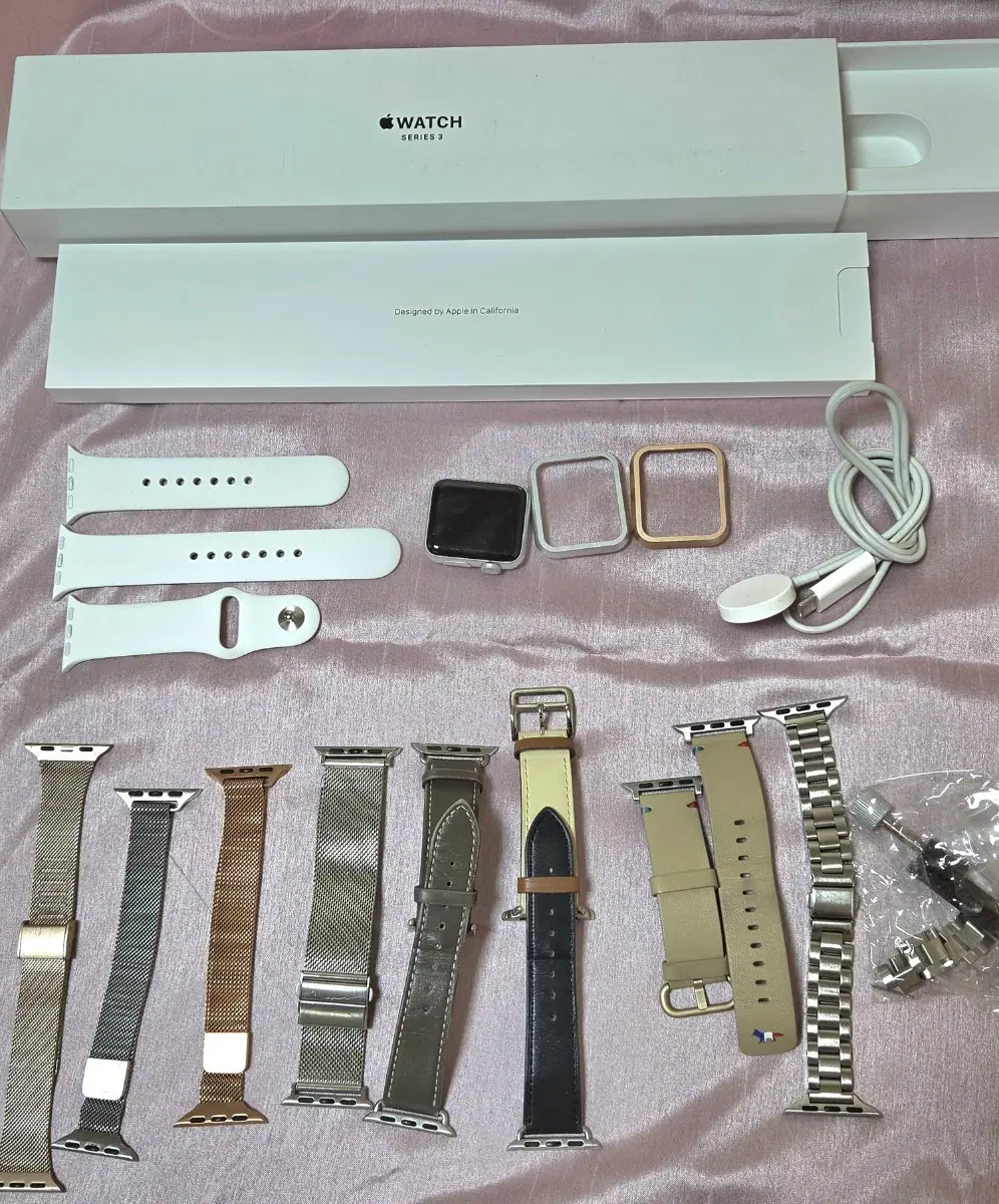 애플워치3 38mm 실버 + 스트랩 +풀박(충전기포함)