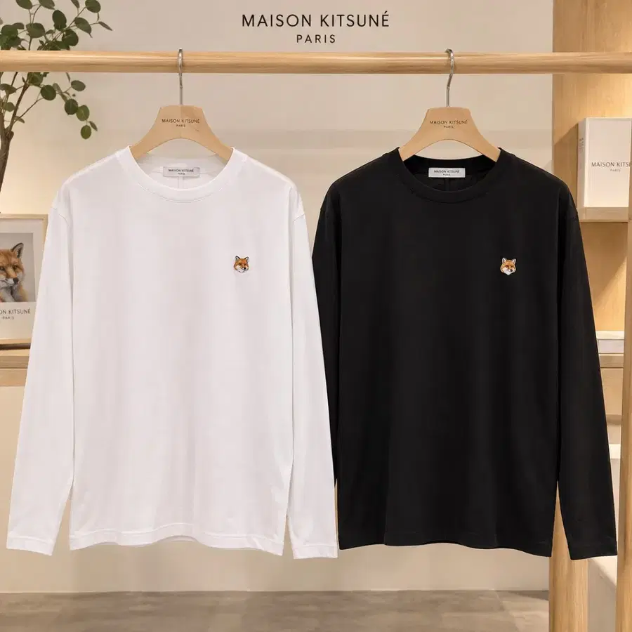 메종키츠네 옐로우폭스 롱슬리 화이트/블랙. s~xl