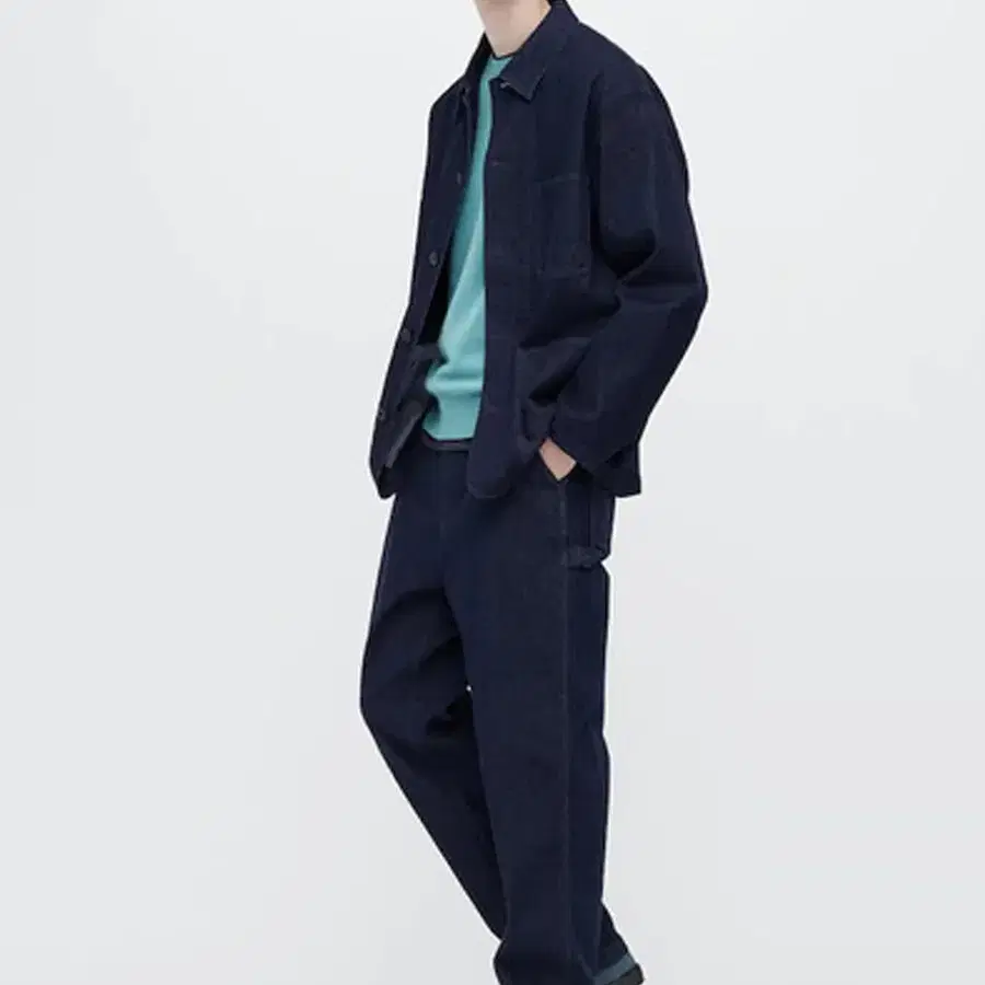UNIQLO 유니클로 코튼블렌드 스트레치 인디고 데님 카펜터 워크데님 팬츠M~34인치