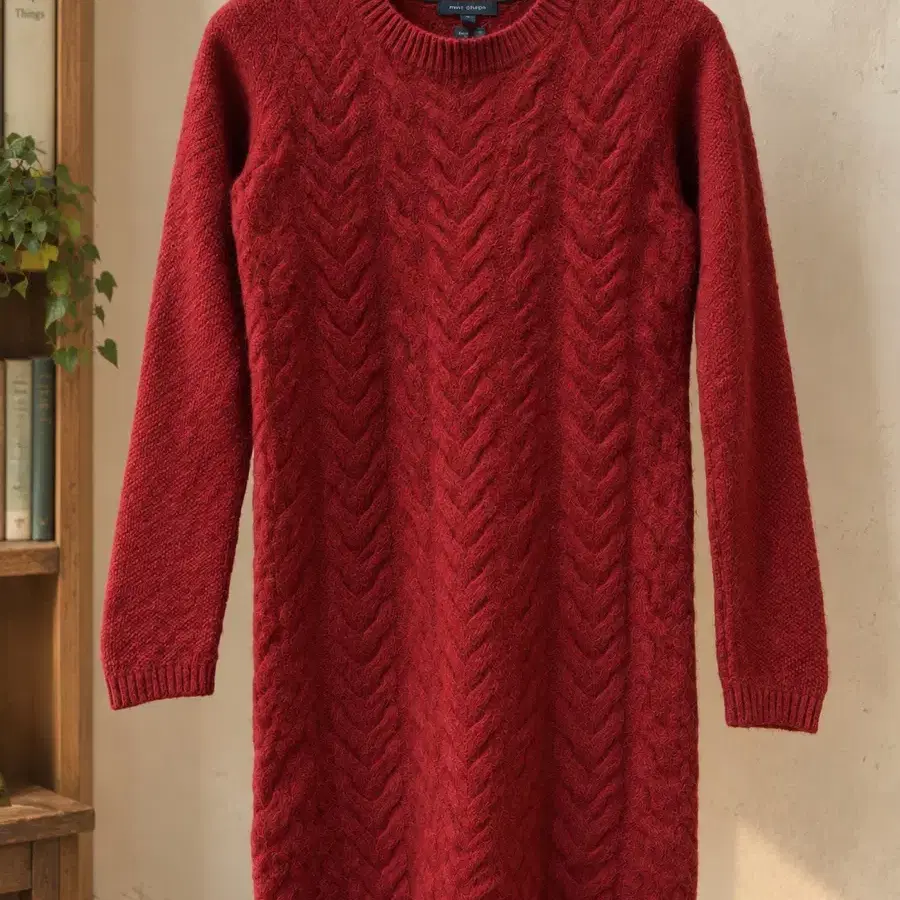 TOMMY HILFIGER Cable Knit Dress Classic Red Knit / 빈티지 무드